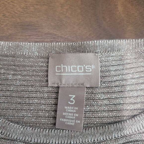 Chico's Size 3 NWT Pullover Sweater Beige Metallic Shimmer Size 18  XL #265 - Picture 4 of 8